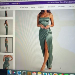 Mayra Formal Satin Slit Long Dress